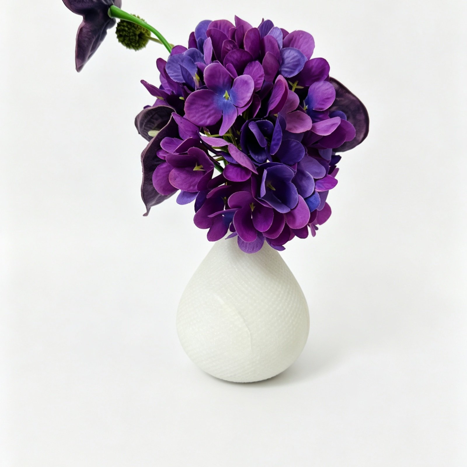White Textured Teardrop Stone Vase image 1