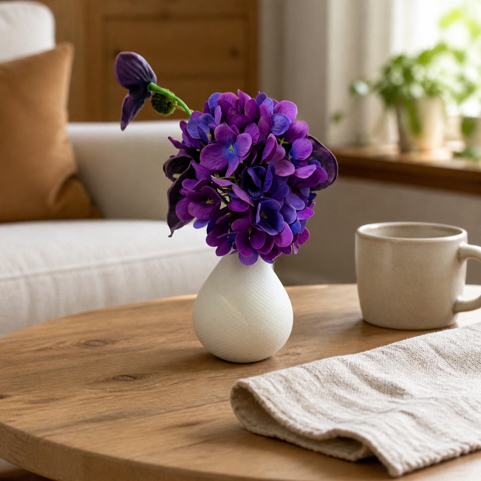 White Textured Teardrop Stone Vase image 3