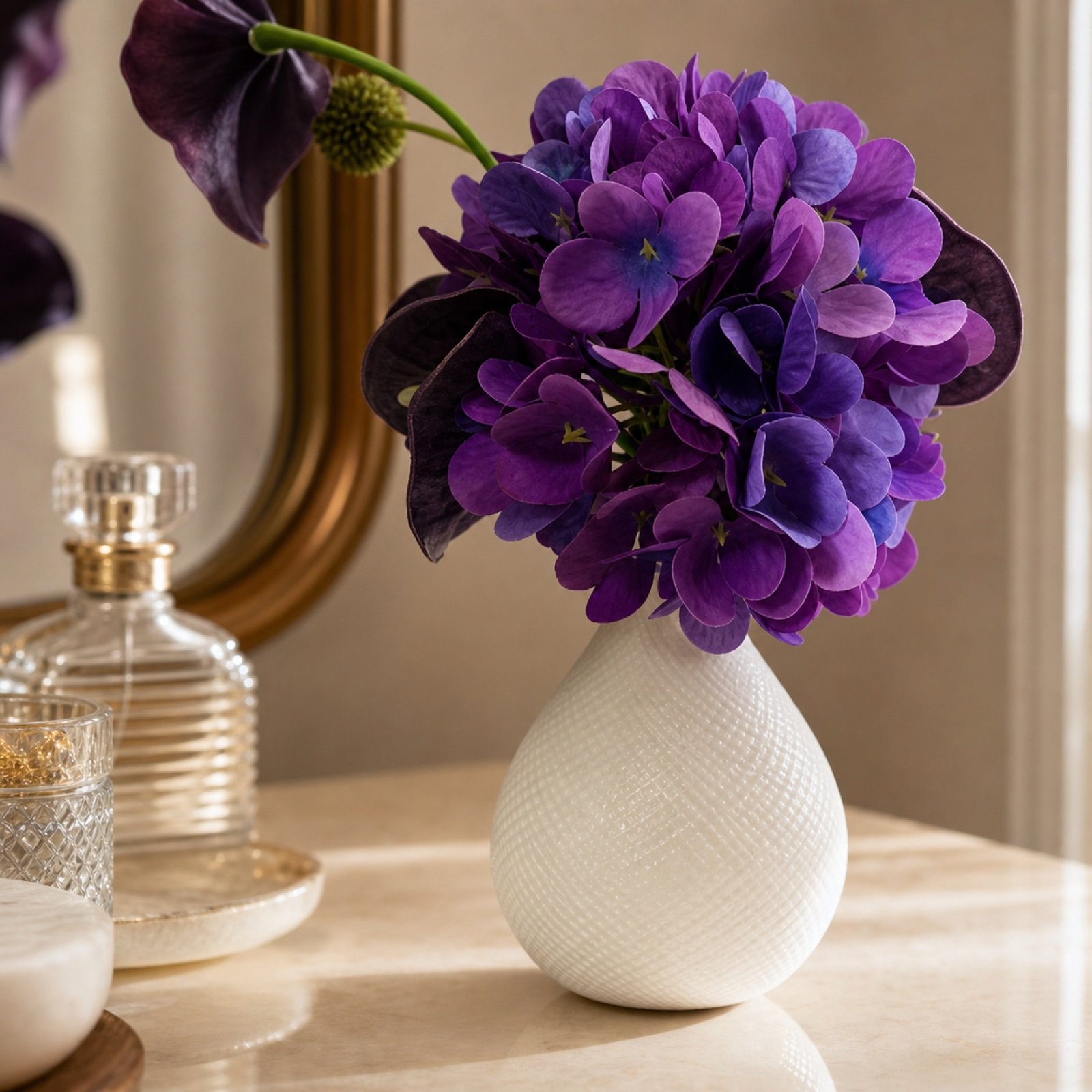 White Textured Teardrop Stone Vase image 6