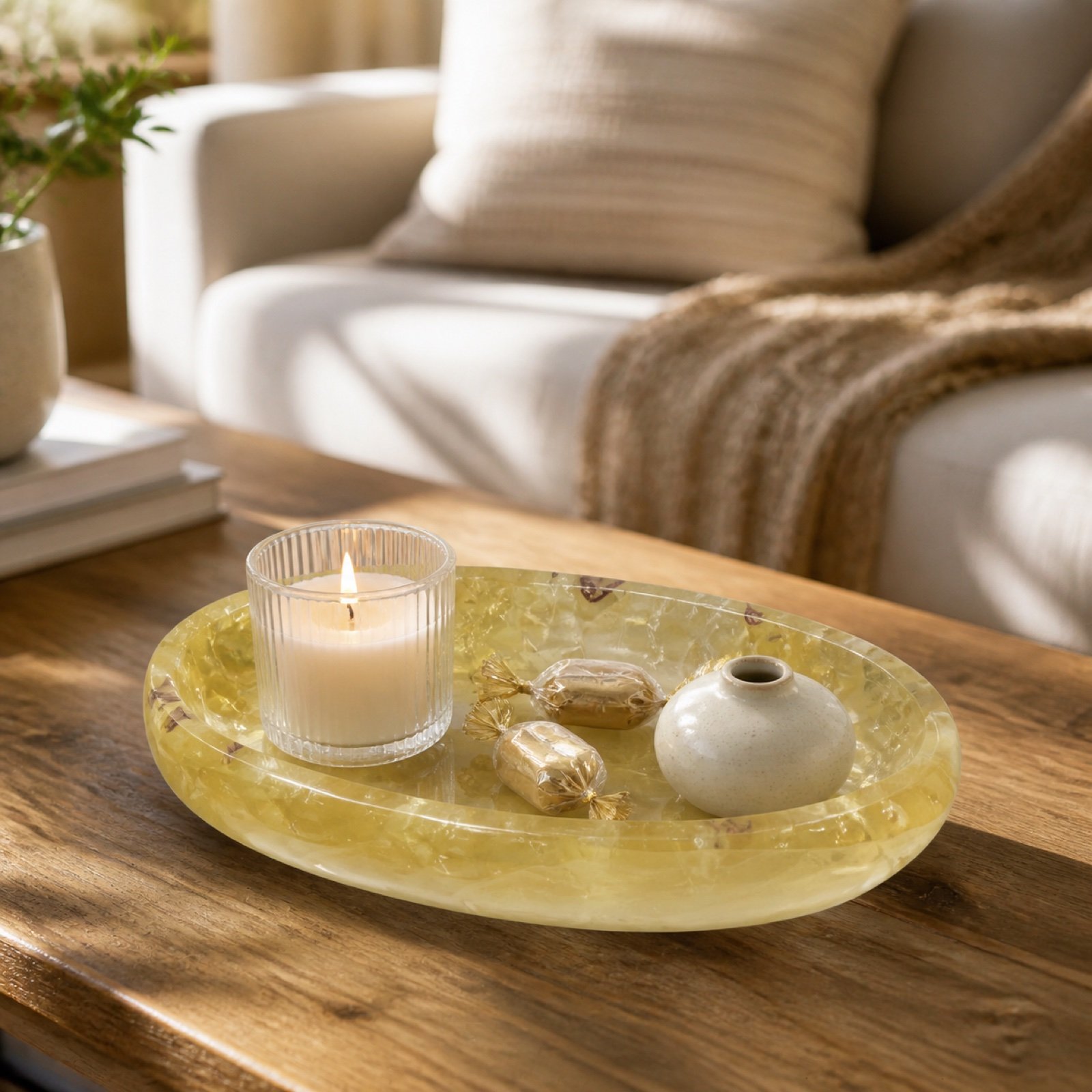 Yellow Oval Stone Dish image 5