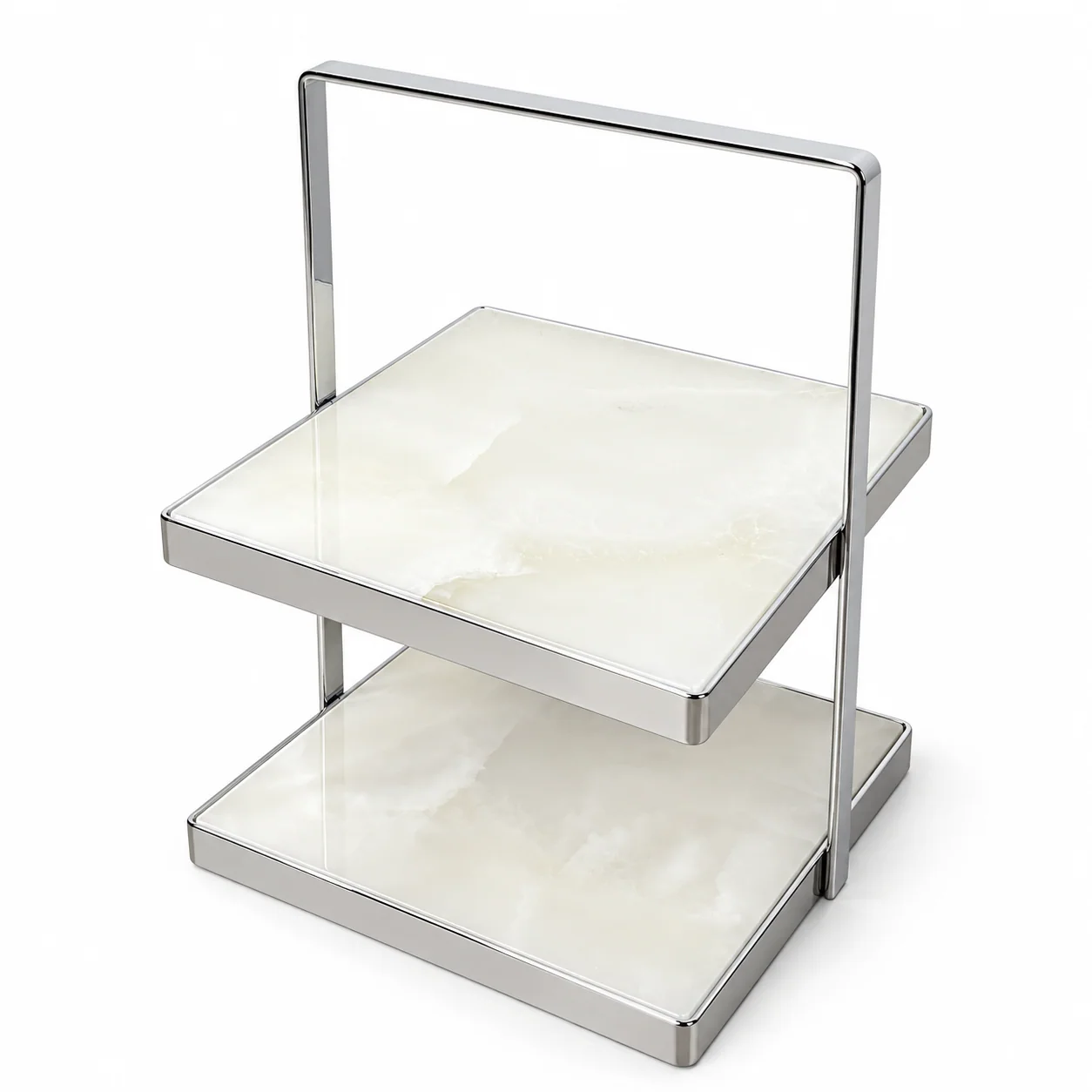 White Jade Pattern 2-Tier Stone Countertop Display Stand No. 103 image 1