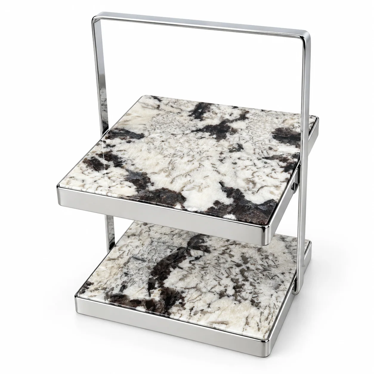 White Diamond Mosaic Pattern 2-Tier Stone Countertop Display Stand No. 105 image 1