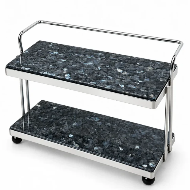 Sapphire Blue Pattern Mini 2-Tier Stone Rolling Display Cart No. 311 image 1
