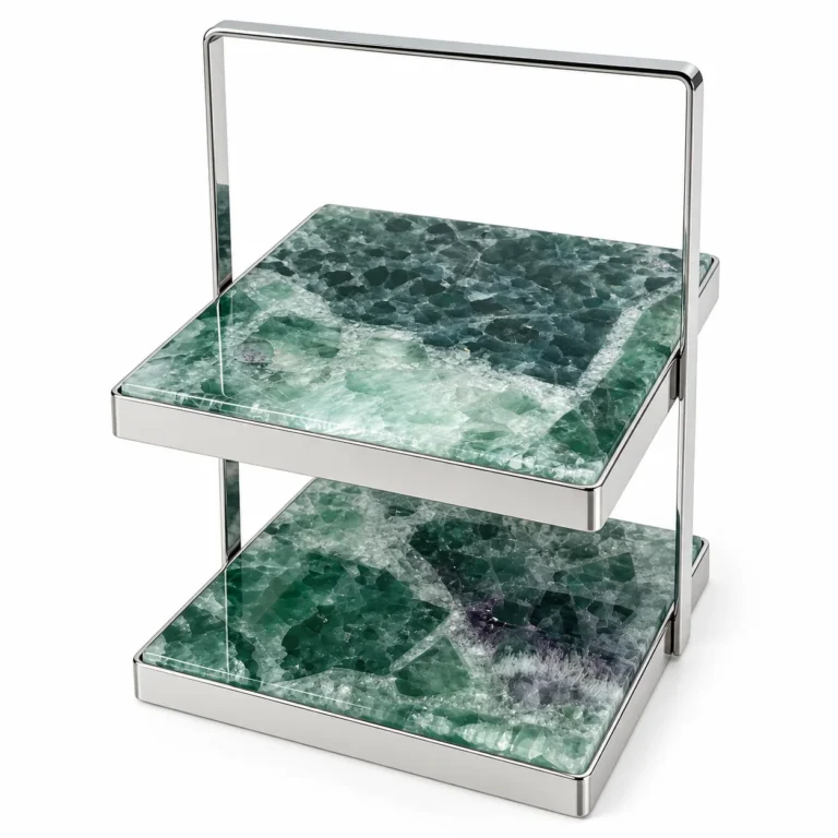 Green Fluorite Pattern 2-Tier Stone Countertop Display Stand No. 102