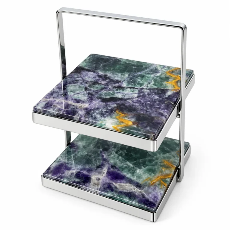 Green Fluorite Pattern 2-Tier Stone Countertop Display Stand No. 104