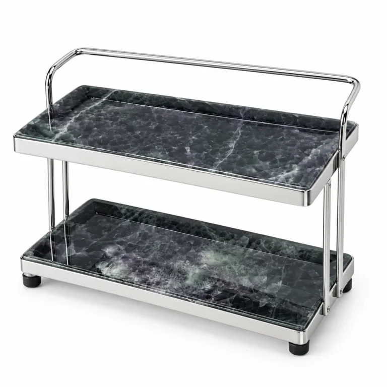 Green Fluorite Pattern Mini 2-Tier Stone Rolling Display Cart No. 305