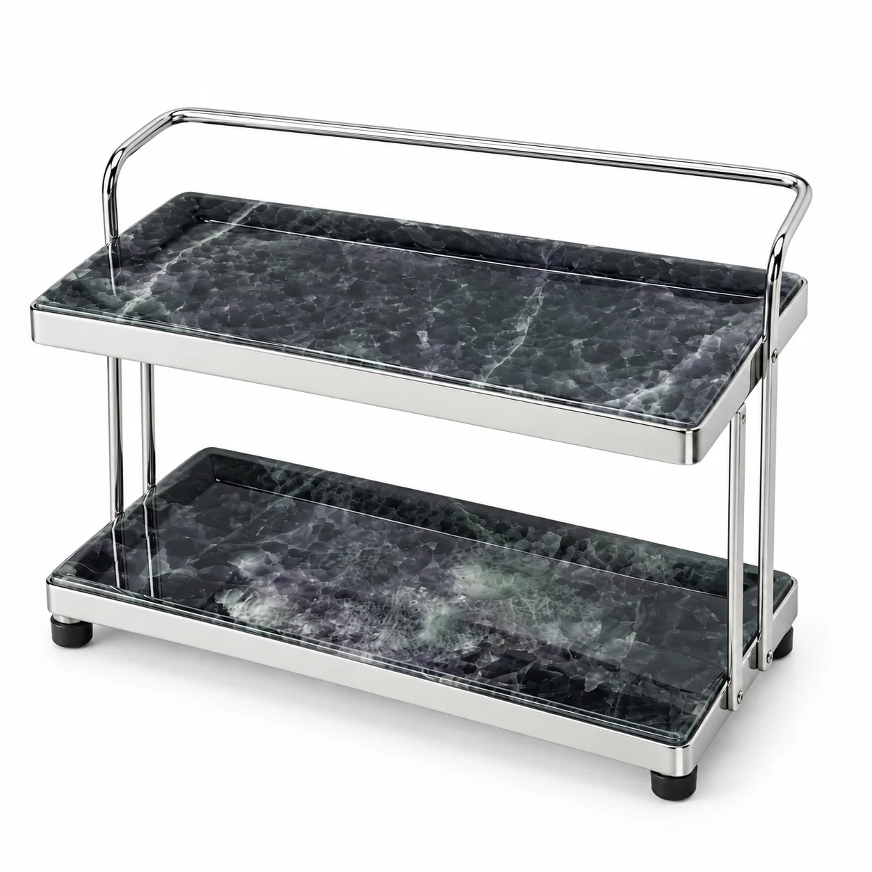 Green Fluorite Pattern Mini 2-Tier Stone Rolling Display Cart No. 305