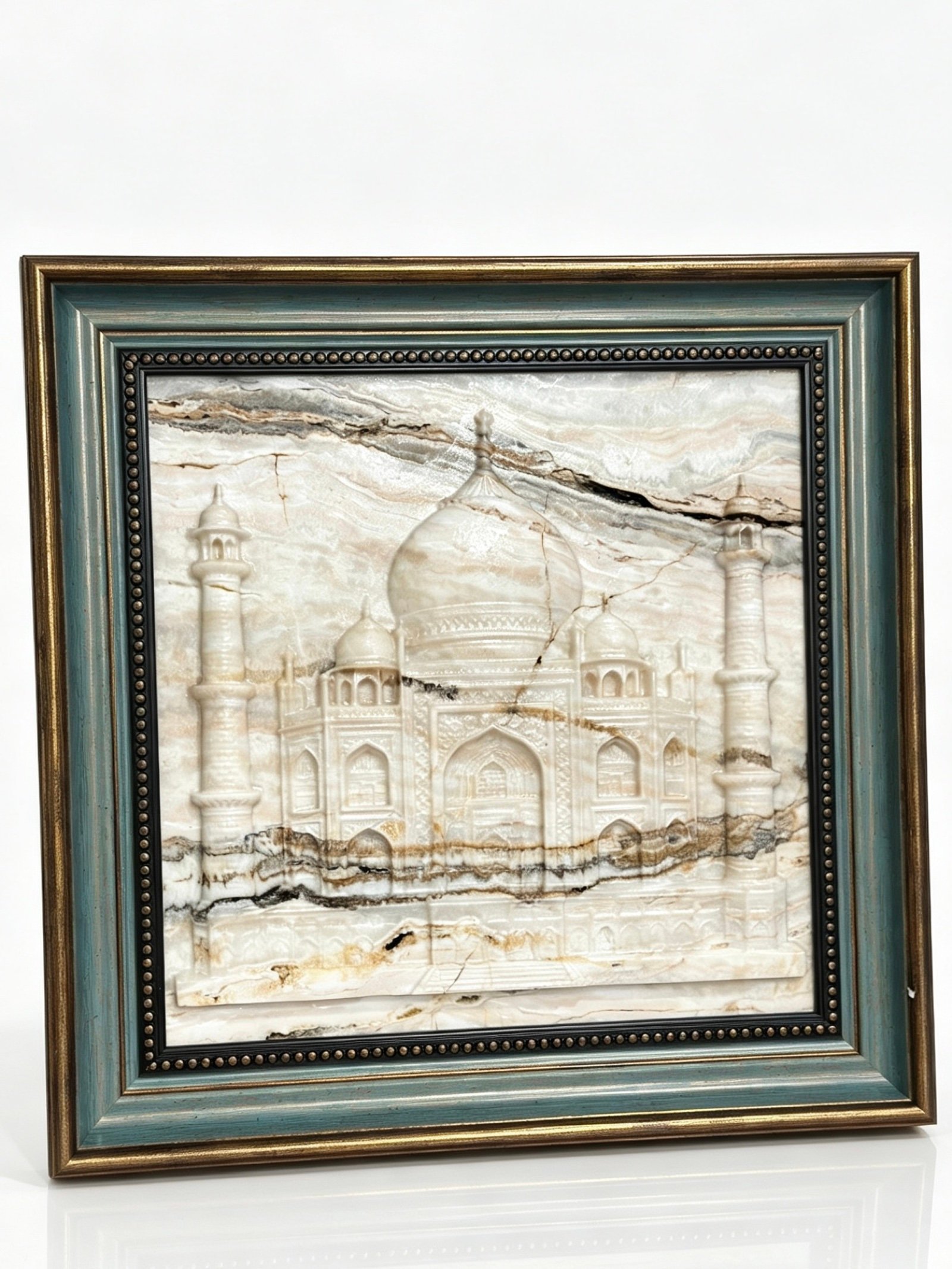 Framed Carved Marble Architectural Art