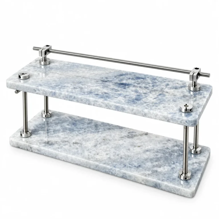 Blue Crystal Pattern 2-Tier Stone Display Shelf with Top Rail No. 206
