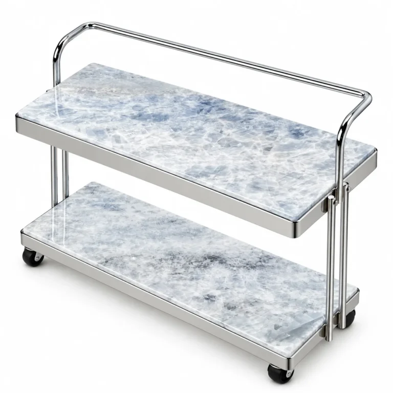 Blue Crystal Pattern Mini 2-Tier Stone Rolling Display Cart No. 301