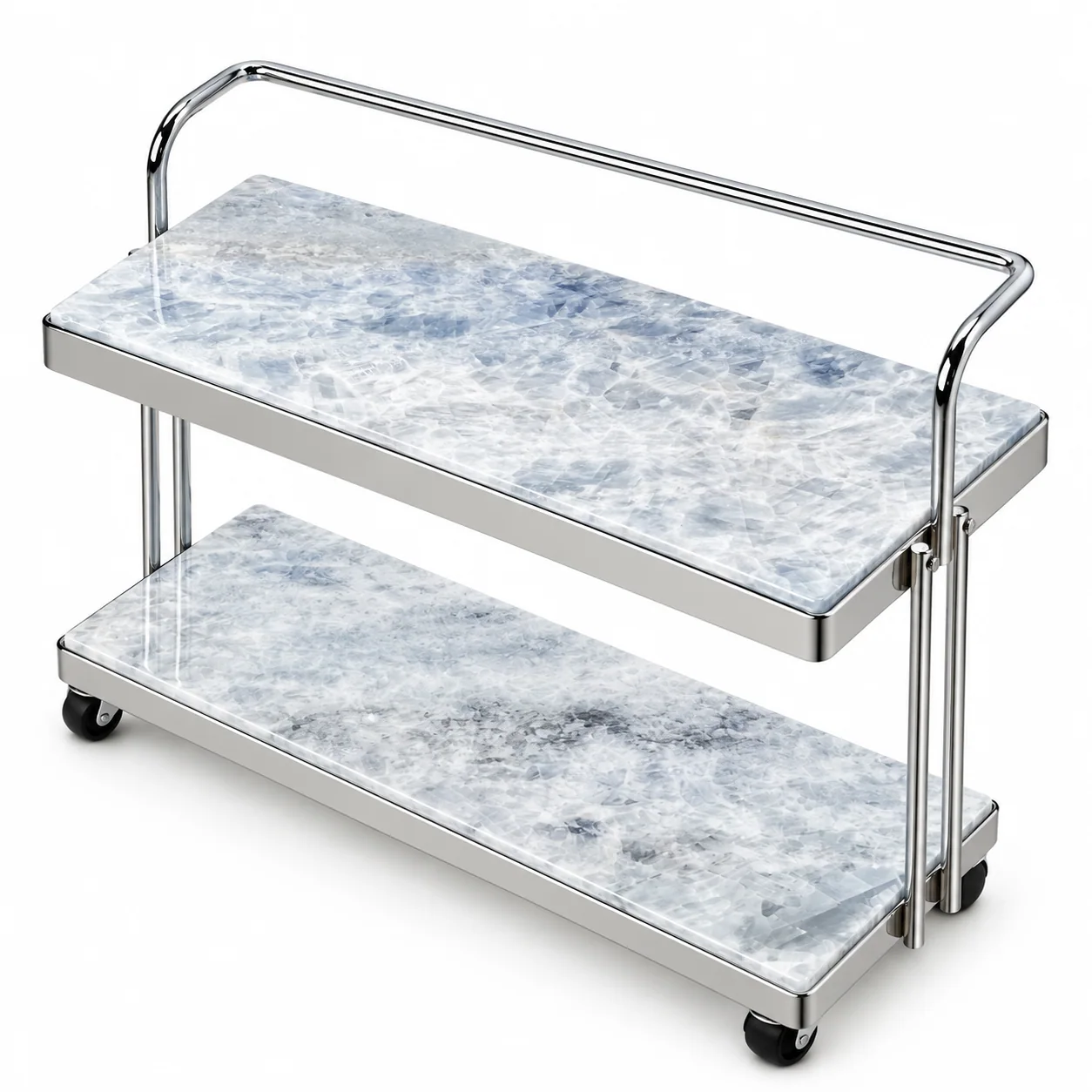 Blue Crystal Pattern Mini 2-Tier Stone Rolling Display Cart No. 301