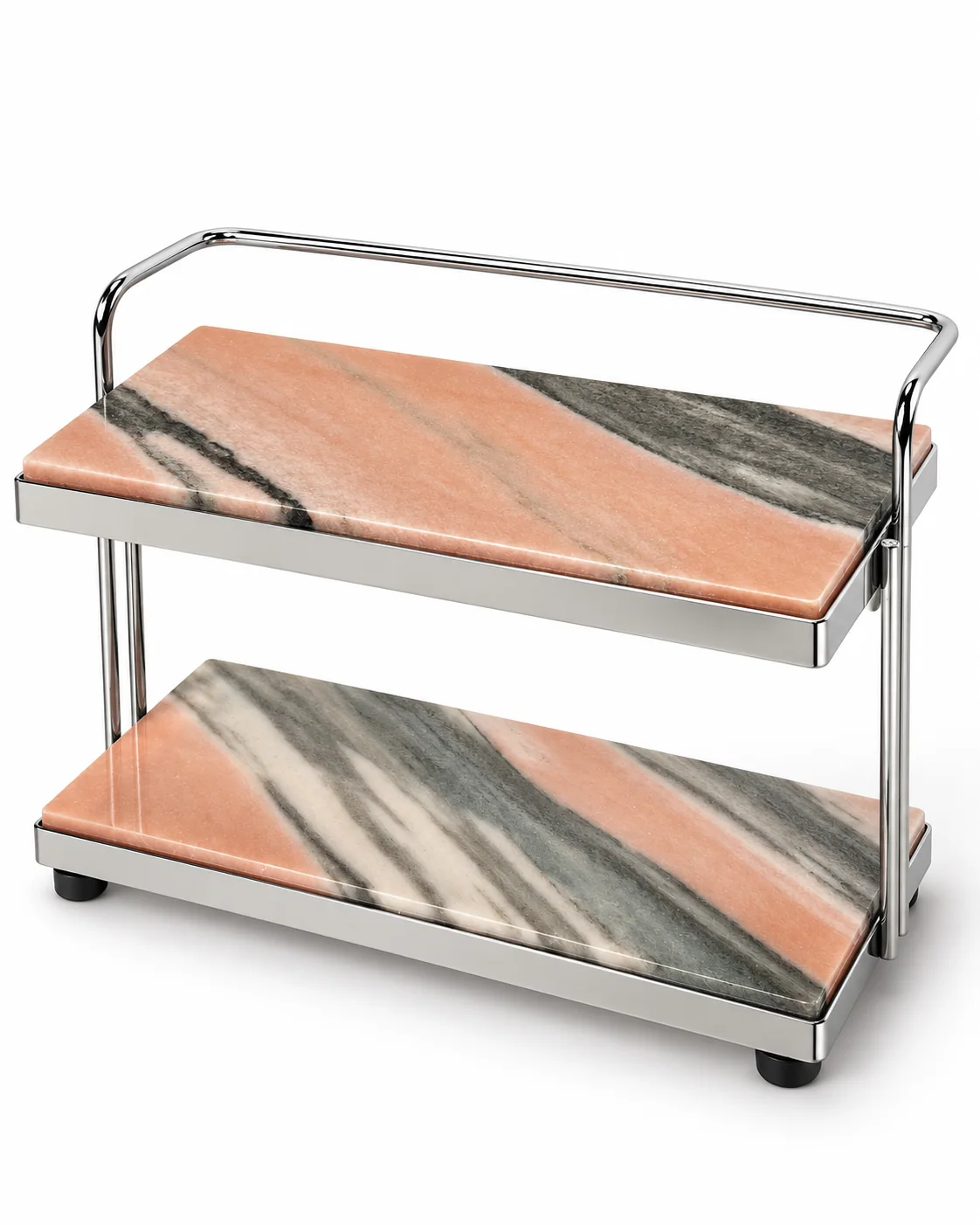 Dusty Pink Stone Mini 2-Tier Stone Rolling Display Cart No. 312