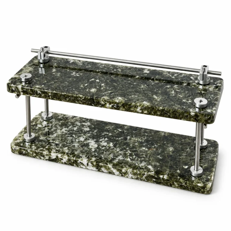 Green Diamond Mosaic Pattern 2-Tier Stone Display Shelf with Top Rail No. 203