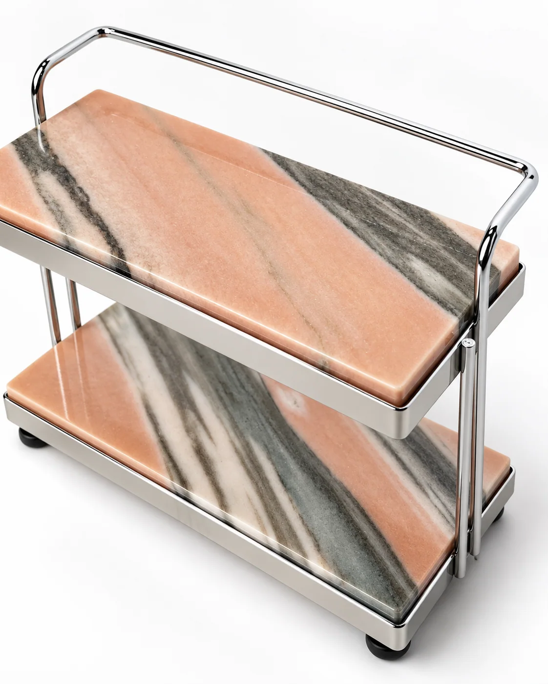 Dusty Pink Stone Mini 2-Tier Stone Rolling Display Cart No. 312 - Image 2