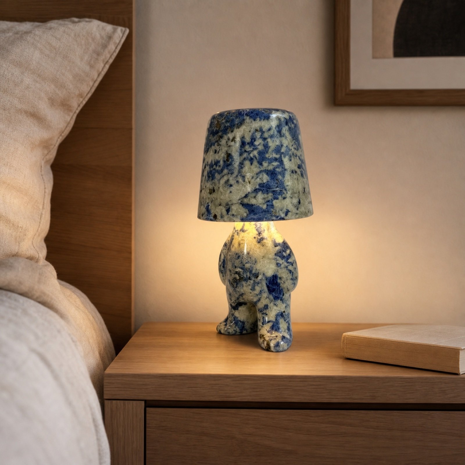Blue Walking Figure Stone Table Lamp - Image 2