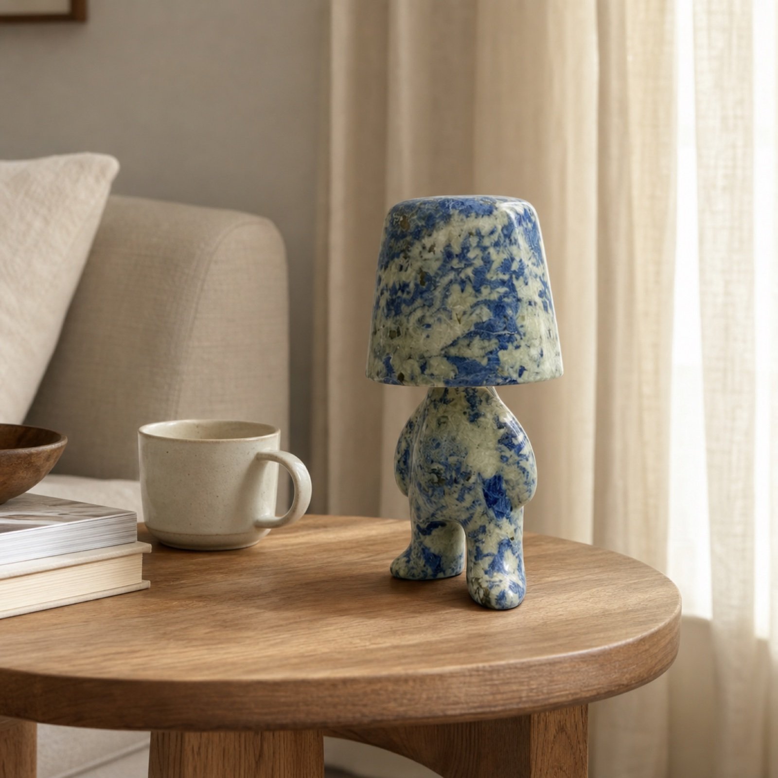 Blue Walking Figure Stone Table Lamp - Image 3