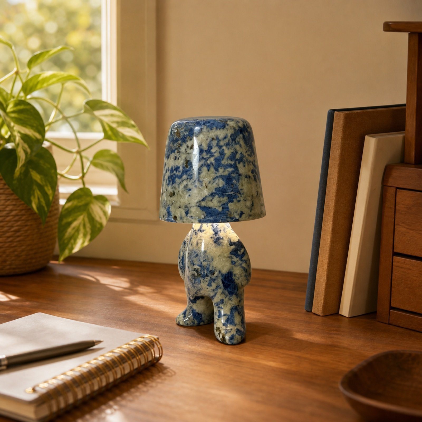 Blue Walking Figure Stone Table Lamp - Image 4