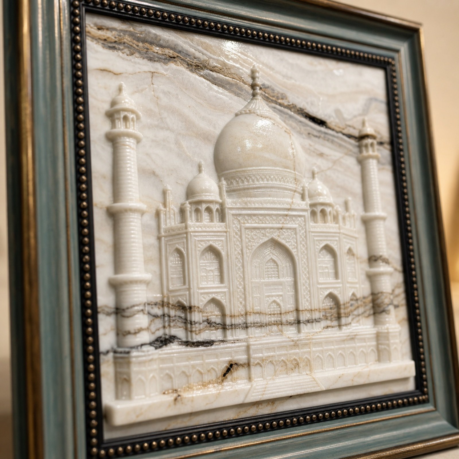 Framed Carved Marble Architectural Art - Image 5