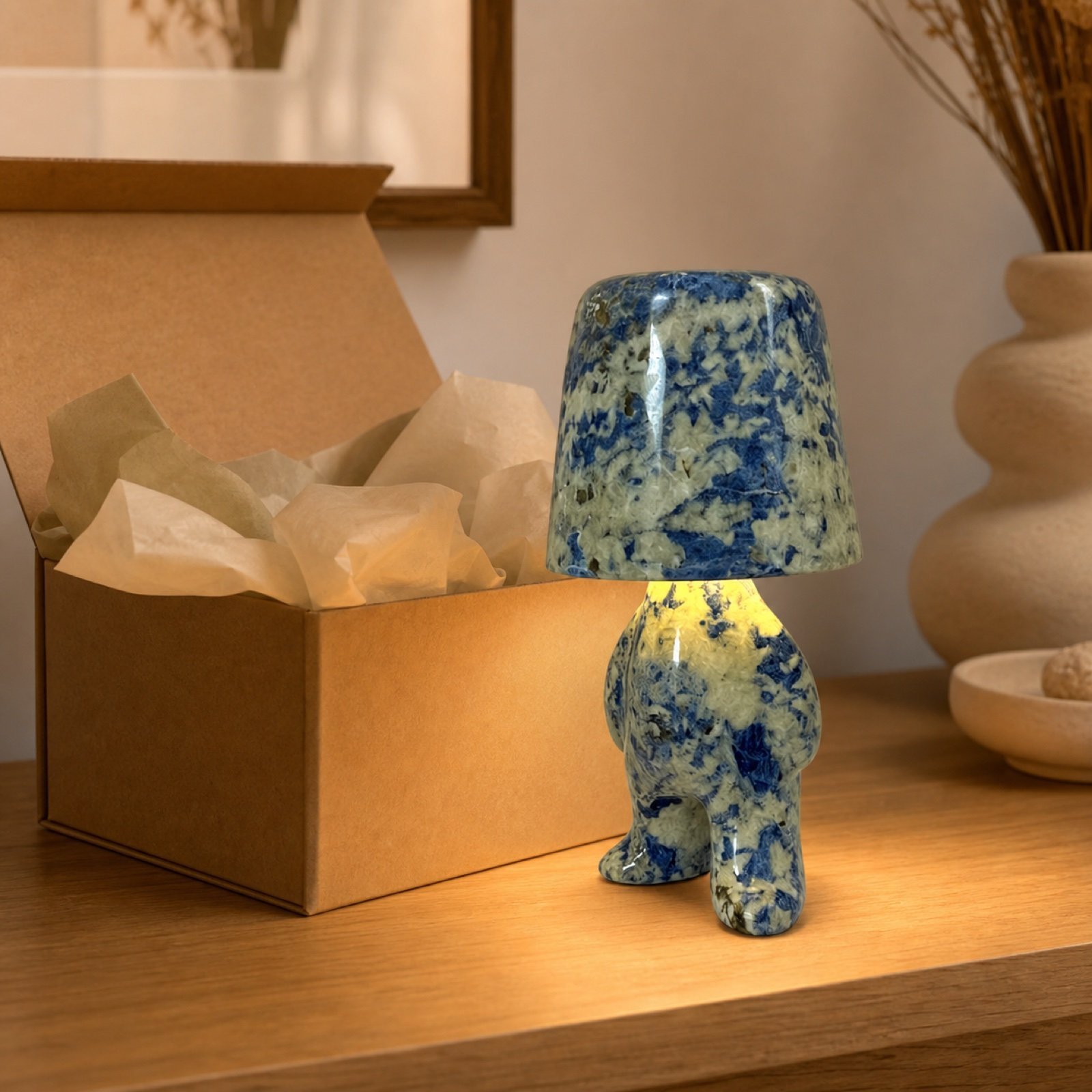 Blue Walking Figure Stone Table Lamp - Image 5