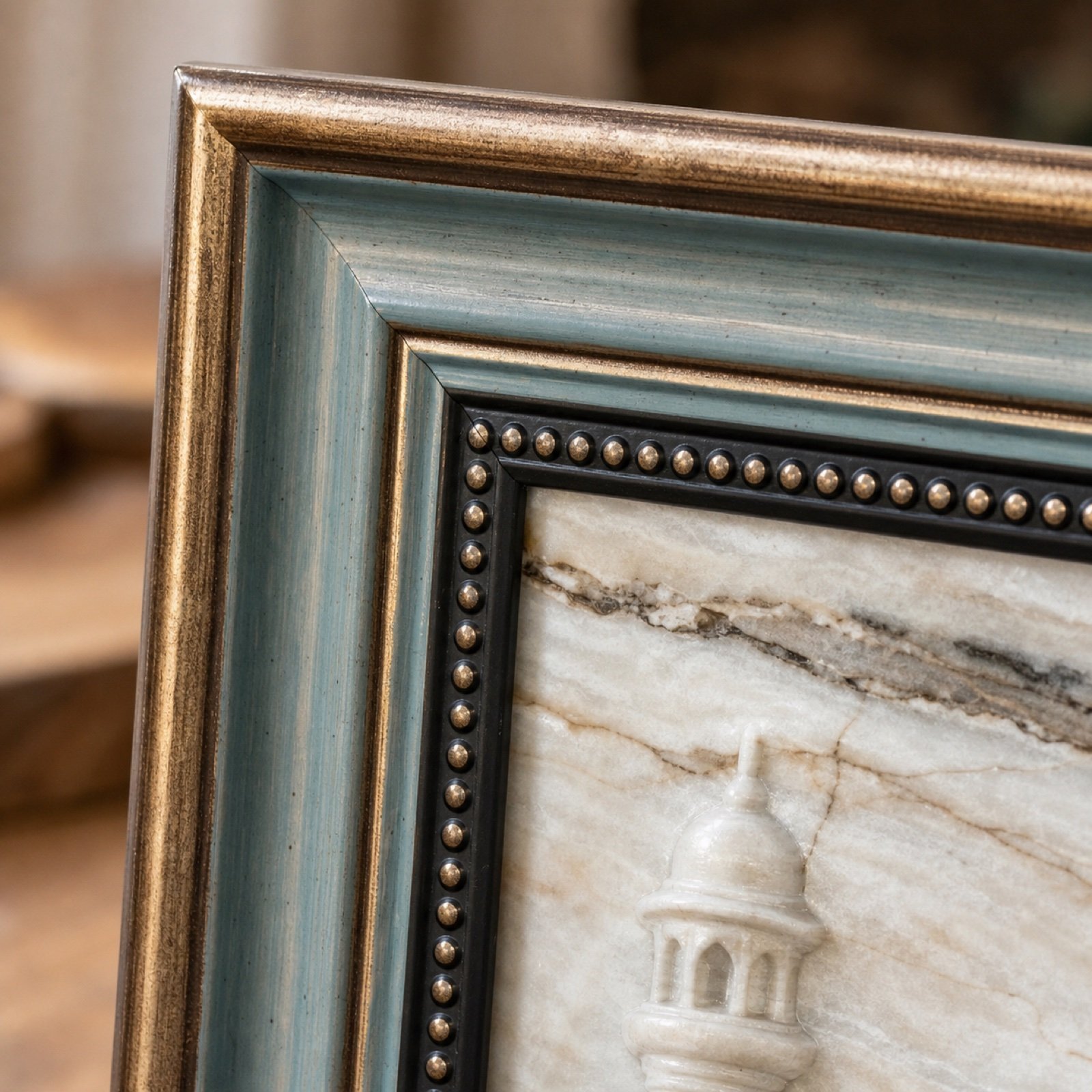 Framed Carved Marble Architectural Art - Image 6