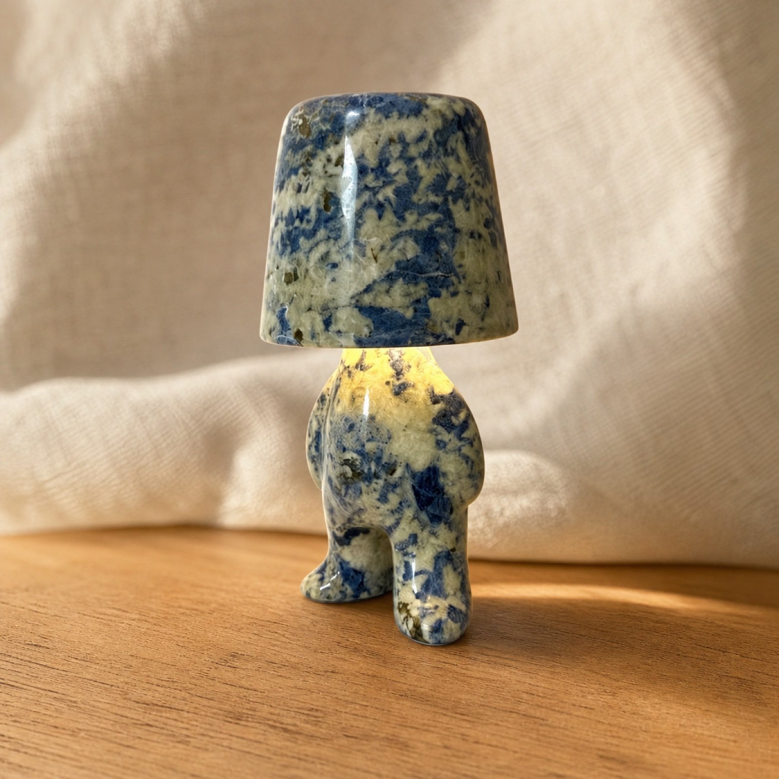 Blue Walking Figure Stone Table Lamp - Image 6