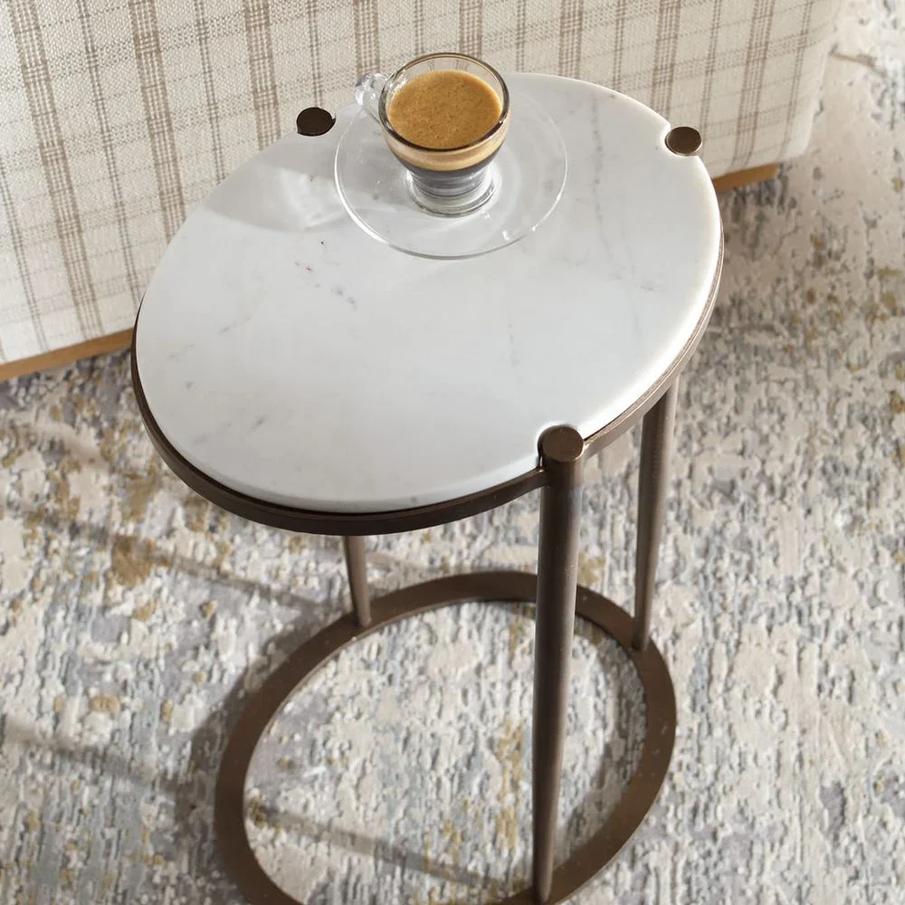 Round Marble Top Metal Frame Drink Table — original gallery material or finish reference 2