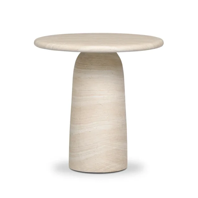 Circular Travertine Side Table