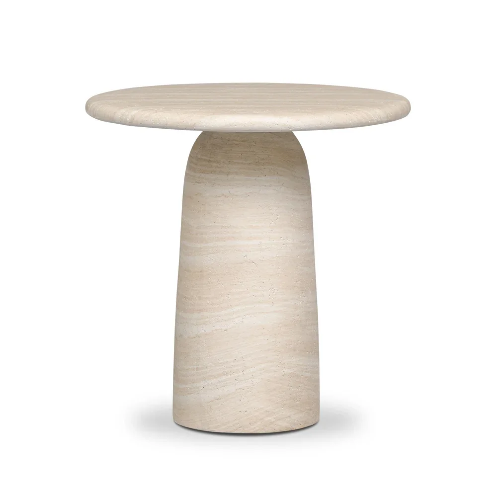 Circular Travertine Side Table