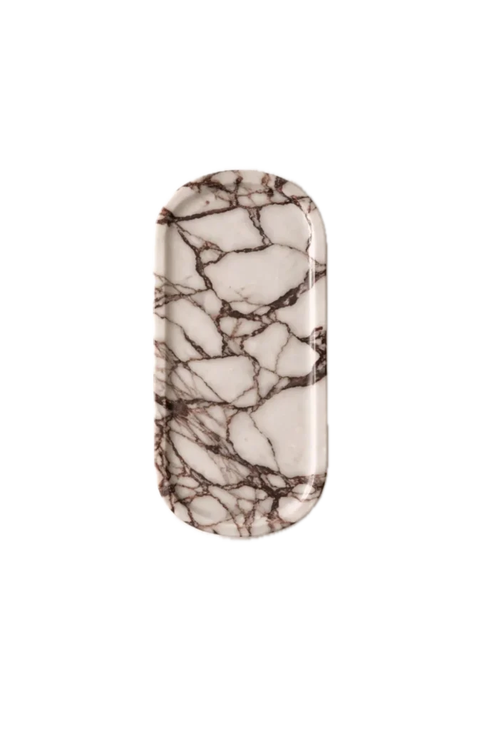 Ovales Marmortablett aus Calacatta Viola