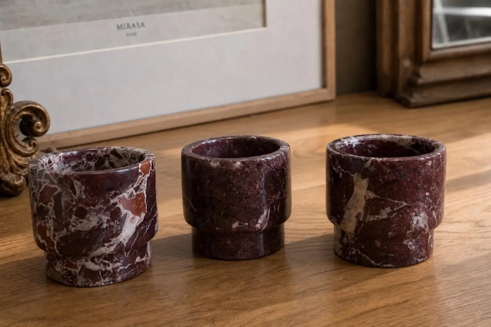 Rosso Levanto Marble Candle Holder — original gallery material or finish reference 1
