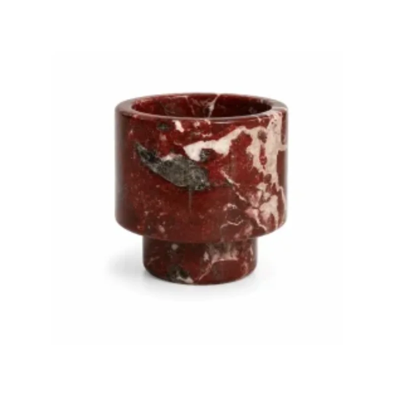 Rosso Levanto Marble Candle Holder