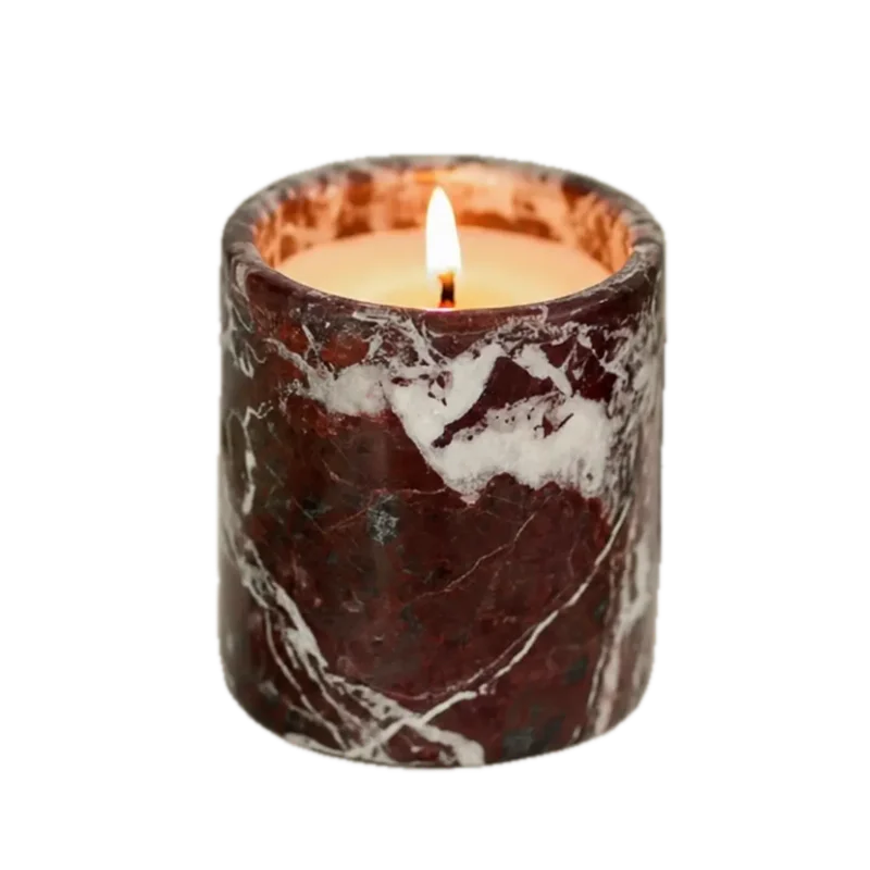 Rosso Marble Candle Holder