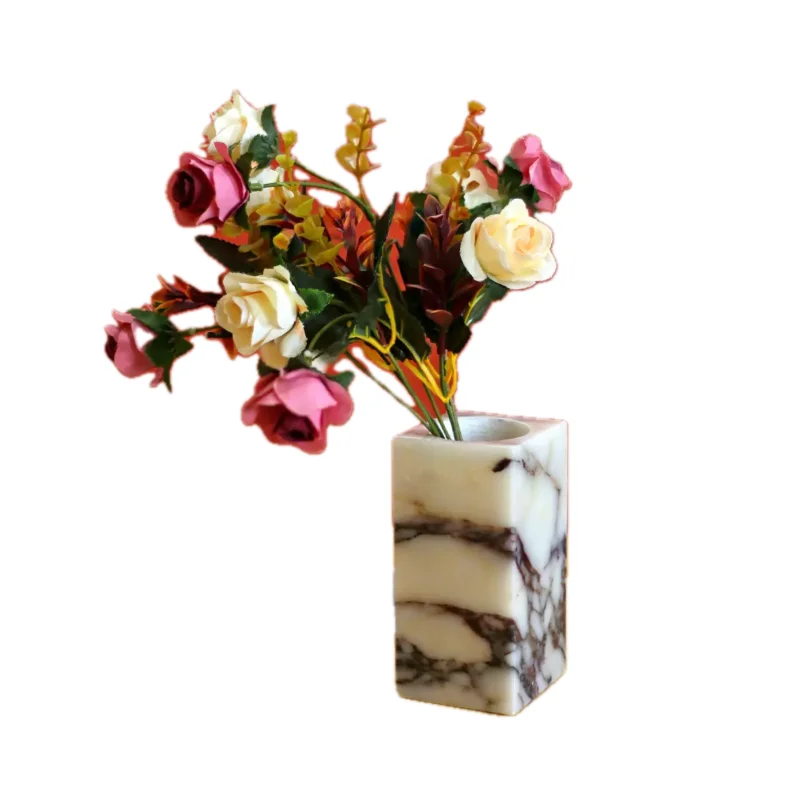Natural Arabescato Marble Rectangular Flower Vase — original gallery material or finish reference 1