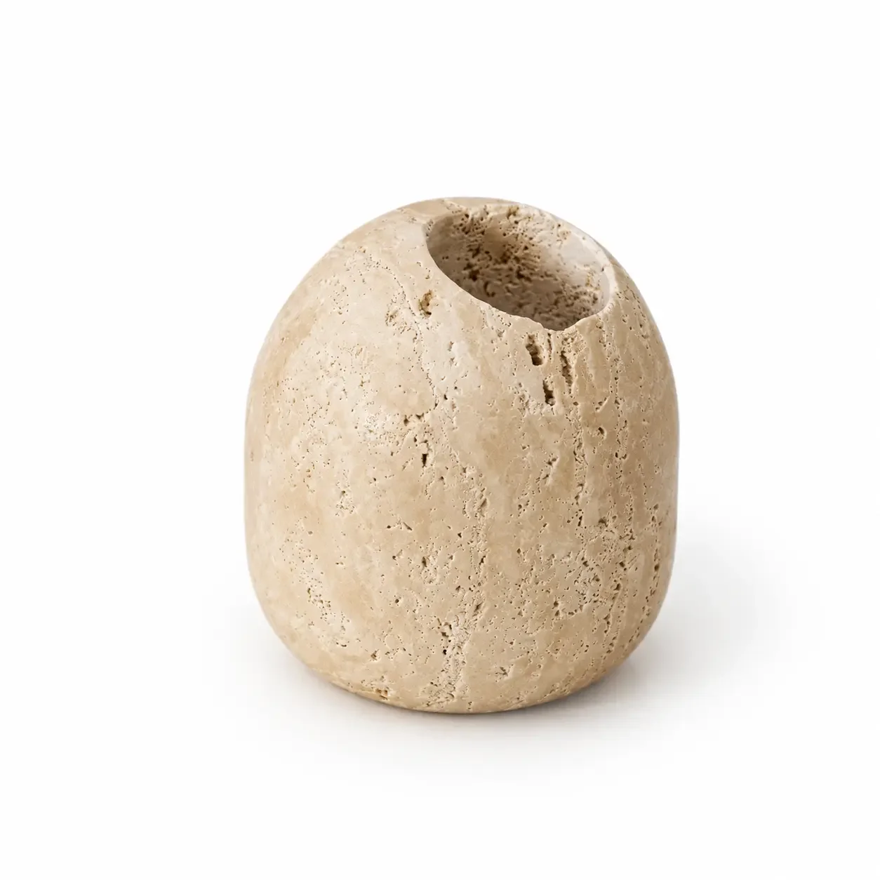 Natural Beige Travertine Cotton Swab Holder