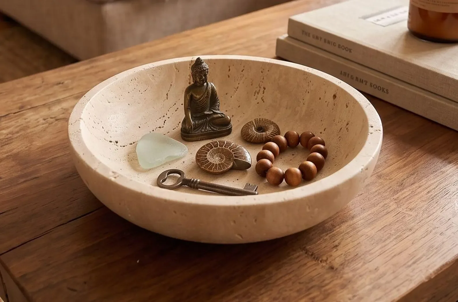 Natural Beige Travertine Decorative Bowl — original gallery material or finish reference 2