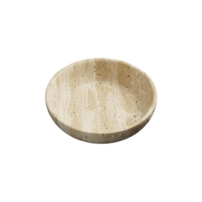 Natural Beige Travertine Decorative Bowl