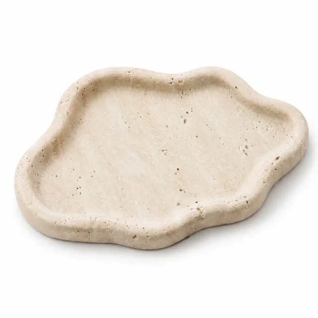Natural Beige Travertine Jewelry Tray