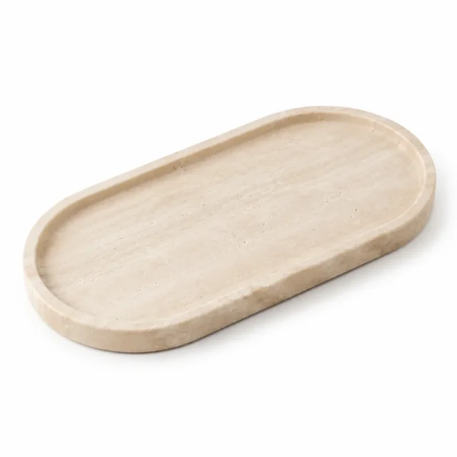 Natural Beige Travertine Oval Tray