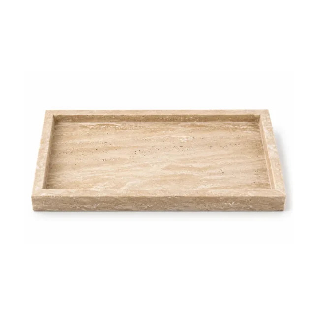 Natural Beige Travertine Rectangular Tray