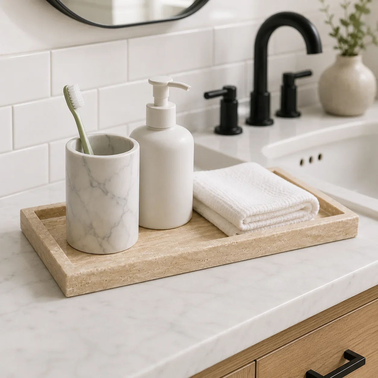 Natural Beige Travertine Rectangular Tray — original gallery material or finish reference 1