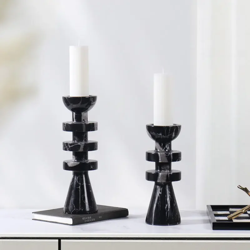 Natural Black Marble Candlestick Holder — original gallery material or finish reference 1
