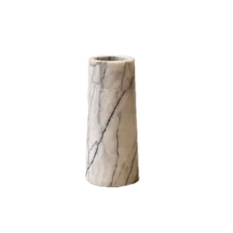 Natural Black Marquina Marble Round Flower Vase — original gallery material or finish reference 1
