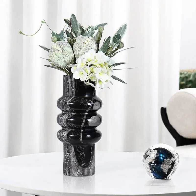 Natural Marble Cylindrical Threaded Vase — original gallery material or finish reference 1