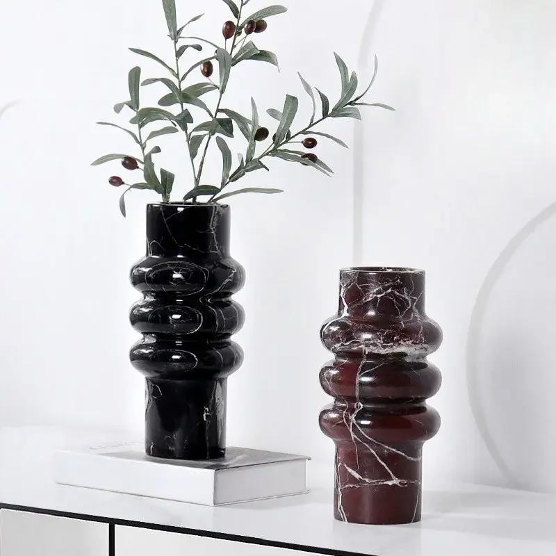 Natural Marble Cylindrical Threaded Vase — original gallery material or finish reference 2