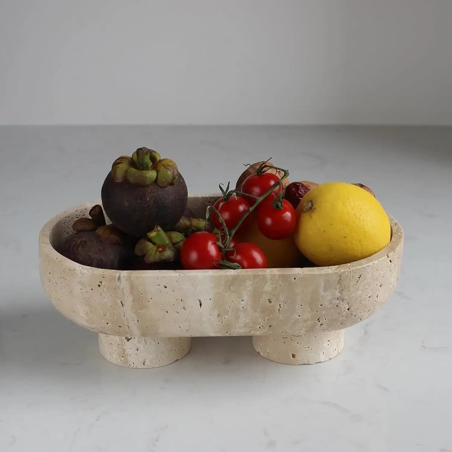 Natural Oval Travertine Fruit Bowl for Kitchen — original gallery material or finish reference 2