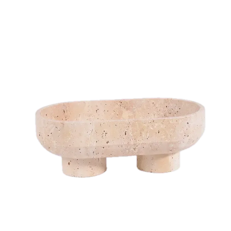 Natural Oval Travertine Fruit Bowl for Kitchen