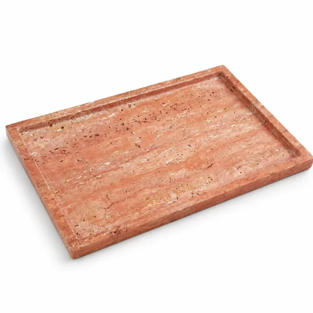 Natural Red Travertine Rectangular Tray