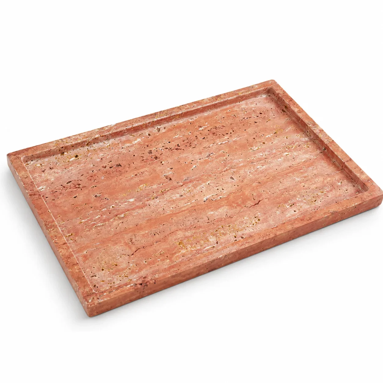 Natural Red Travertine Rectangular Tray