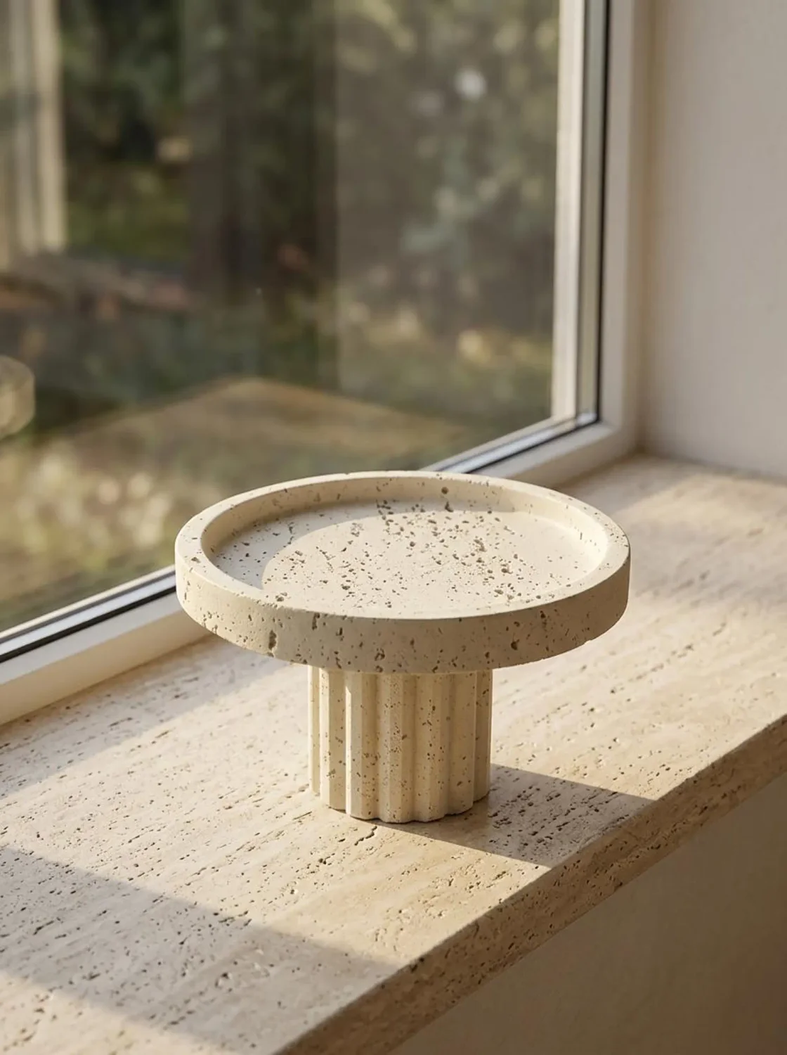 Natural Stone 1-Footed Travertine Tray — original gallery material or finish reference 1