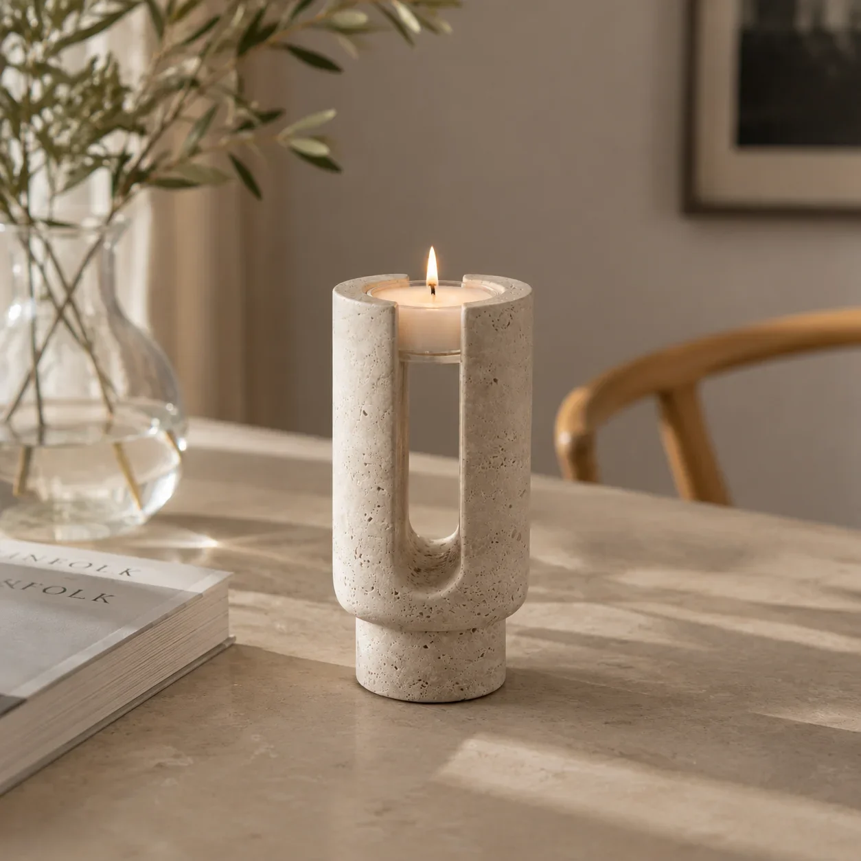 Natural Travertine Candle Jar — original gallery material or finish reference 1